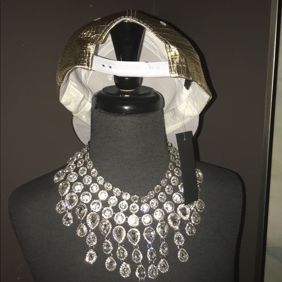 NWT Steve Madden Gold Croc Embossed Flat Brim Cap - Picture 4 of 5